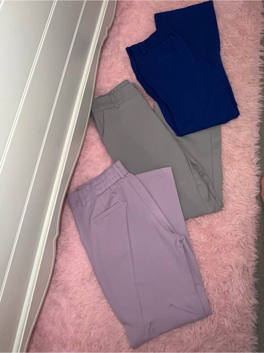 SHEIN Tailored High-Waist Trousers in Lavender, Gray & Royal Blue